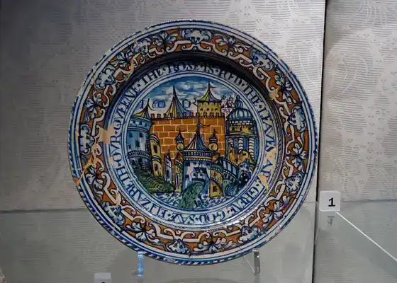 Assiette de Delft avec inscription, vers 1600